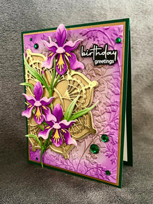 Triple Mini Purple Iris Birthday Greetings Card