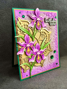 Triple Mini Purple Iris Birthday Greetings Card