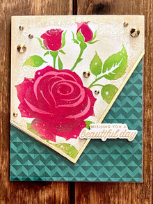 Red Vintage Rose Wishing You a Beautiful Day Partial Acetate Card