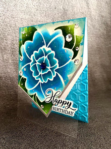 Large Blue Bloom Happy Birthday Partial Acetate Card