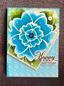 Large Blue Bloom Happy Birthday Partial Acetate Card