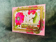 Pink Cosmos Birthday Card: Foiled Flowers, Sequin Accents
