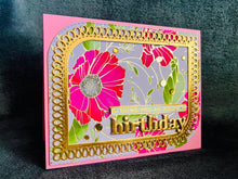 Pink Cosmos Birthday Card: Foiled Flowers, Sequin Accents