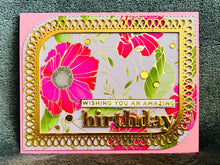Pink Cosmos Birthday Card: Foiled Flowers, Sequin Accents