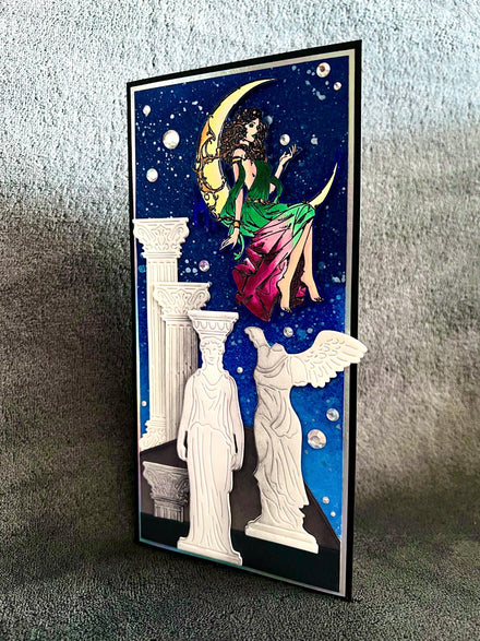 Moon Goddess with Columns and Statues Slimline Blank Card