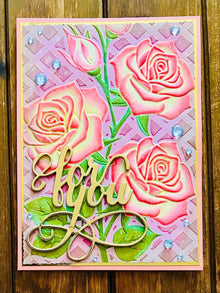 Embossed Two-Toned Pink and Yellow Roses For You Card