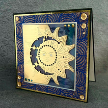 Gold Sun and Moon Cutout Glitter Background Blank Card
