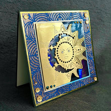 Gold Sun and Moon Cutout Glitter Background Blank Card