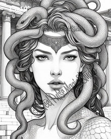 Medusa's Gaze | Mythic Gorgon Portrait Print | Fantasy Line Art | Greek Myth Wall Art | 2 Sizes