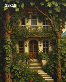 Ivy-Clad Secret Villa | Enchanted Overgrown Mansion Print | Fantasy Forest House Art | Lush Green Wall Decor | 2 Sizes