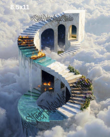 Stairway to Eternity | Surreal Cloud Palace Spiral | Fantasy Heaven Staircase Print | Epic Dreamscape Wall Art | 2 Sizes