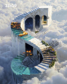 Stairway to Eternity | Surreal Cloud Palace Spiral | Fantasy Heaven Staircase Print | Epic Dreamscape Wall Art | 2 Sizes