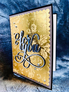 Sophisticated Gold Foil Floral Imprint Card – For You Sentiment