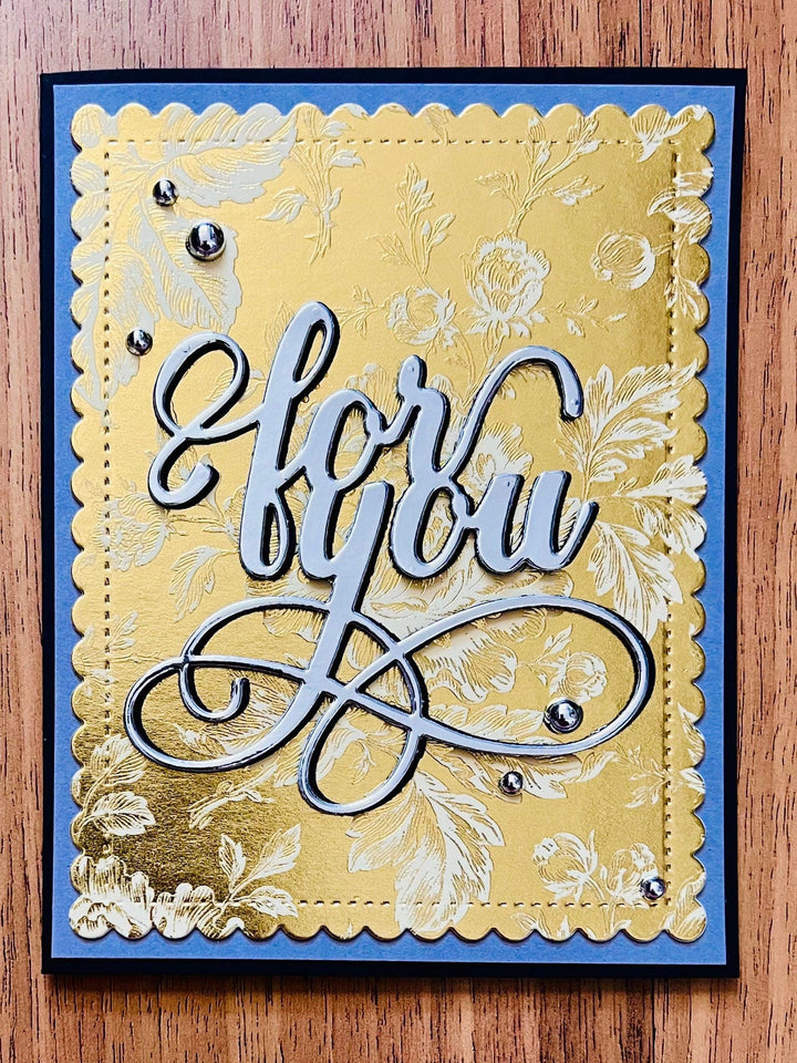 Sophisticated Gold Foil Floral Imprint Card – For You Sentiment
