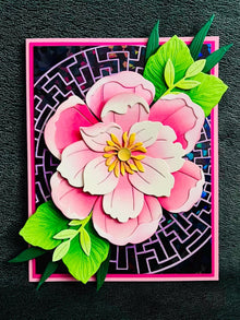 Open Pink Peony Blank Card