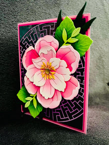 Open Pink Peony Blank Card