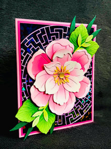 Open Pink Peony Blank Card