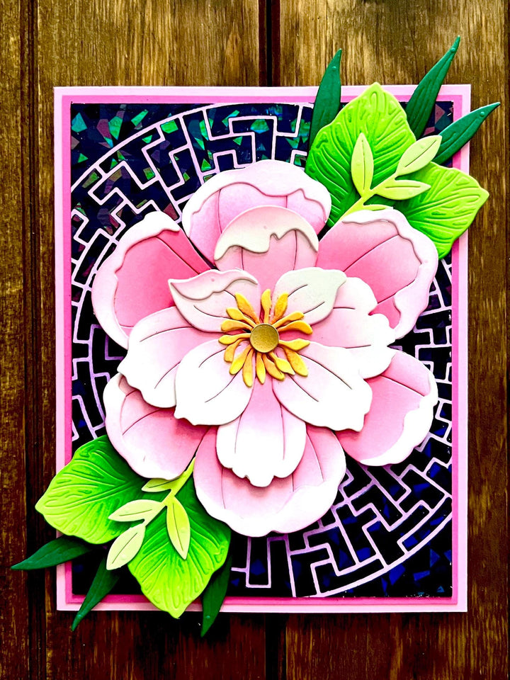 Open Pink Peony Blank Card
