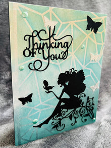 Thinking of You Silhouette Style Fairy Butterfly Card - Enchanting and Elegant Design