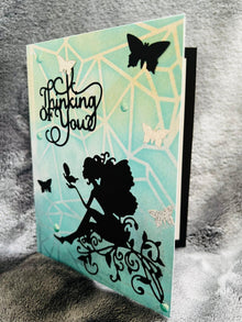 Thinking of You Silhouette Style Fairy Butterfly Card - Enchanting and Elegant Design