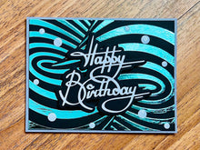 Aqua Foiled Twisted Illusion Birthday Card