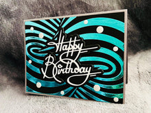 Aqua Foiled Twisted Illusion Birthday Card