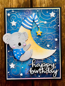Koala and Crescent Moon Happy Birthday Card