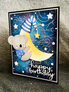 Koala and Crescent Moon Happy Birthday Card
