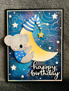 Koala and Crescent Moon Happy Birthday Card