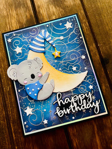 Koala and Crescent Moon Happy Birthday Card