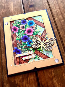 Gold Framed Floral Fence and Butterfly Birthday Wishes