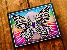 Rainbow Burst Silver Butterfly Blank Card