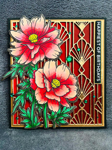 Red Cosmos Flowers Happiest of Birthdays Card
