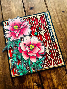 Red Cosmos Flowers Happiest of Birthdays Card