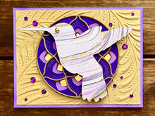 Lavender and Gold Marbled Silhouette Hummingbird Blank Card