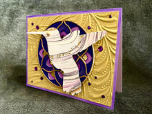 Lavender and Gold Marbled Silhouette Hummingbird Blank Card