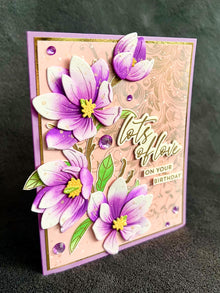 Violet Magnolias Lots of Love on Your Birthday Card