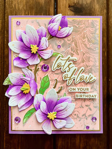 Violet Magnolias Lots of Love on Your Birthday Card