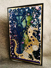 Gold Dragon Mixed Media Background Mini Slimline Blank Card