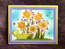 Yellow and Purple Daffodils Sending Birthday Wishes Card