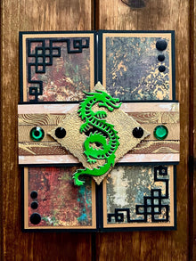Green Dragon Emblem Blank Gatefold Card