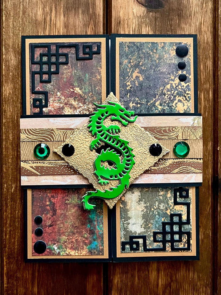 Green Dragon Emblem Blank Gatefold Card
