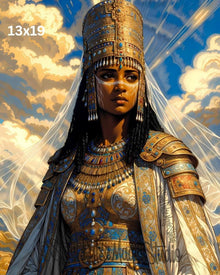 Regal Fantasy Armor Art Print – Golden Crown Portrait, Ornate Gemstone Illustration, High‑Detail Majestic Artwork | 2 Sizes