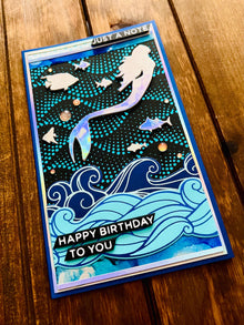 Surface Ascending Mermaid Just a Note Happy Birthday Slimline Card