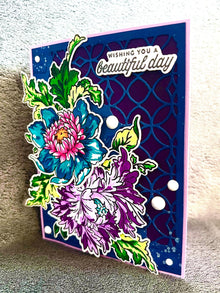 Exquisite Lavender and Teal Blooms Wishing You A Beautiful Day Card
