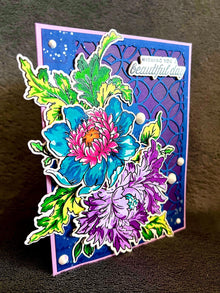 Exquisite Lavender and Teal Blooms Wishing You A Beautiful Day Card