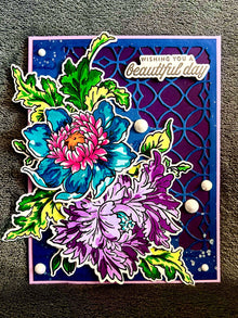 Exquisite Lavender and Teal Blooms Wishing You A Beautiful Day Card