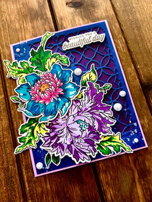 Exquisite Lavender and Teal Blooms Wishing You A Beautiful Day Card