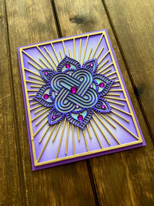 Purple Zen Mandala Radiant Rays Blank Card