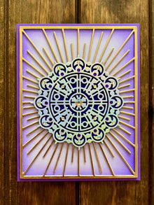 Holographic Silver Medallion Radiant Rays Blank Card